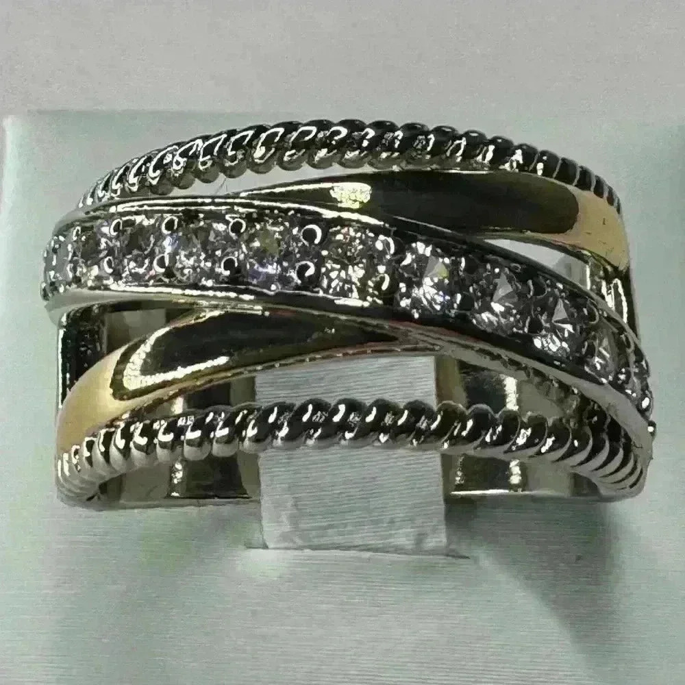 Two Tone Ring Simulated Diamonds - Picture 4 of 7